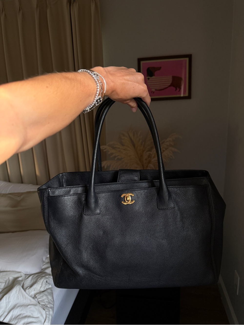 Chanel cert executive Black Tote shoulder Bag